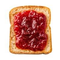 AI generated Strawberry jam on bread toast Isolated on transparent background png