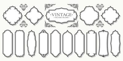 Set of vintage frames Empty Vertical labels. Old ornate label, decorative vector frame