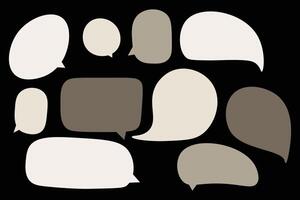 Set speech bubbles on black background. chat box or chat vector doodle message or communication icon Cloud speaking for comics and minimal message dialog