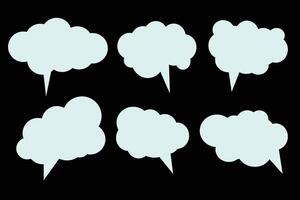 Set speech bubbles on black background. chat box or chat vector doodle message or communication icon Cloud speaking for comics and minimal message dialog