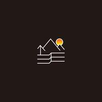 mountains line on frame with sunset logo symbol icon vector graphic design creative illustration idea