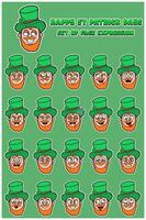 Happy St Patrick's Days With set of face expression people character cartoon. vector