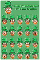 Happy St Patrick's Days With set of face expression people character cartoon. vector