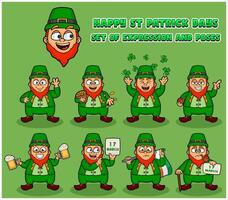 Happy St Patrick's Days With set of expression poses people character cartoon. vector