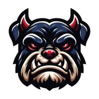 AI generated brave animal bulldog head face mascot design vector illustration, logo template isolated on white background