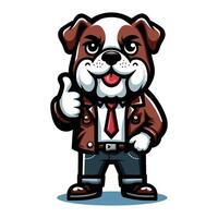 AI generated Cute cartoon bulldog puppy in office job dress, businessman worker mascot character design vector, logo template isolated on white background vector