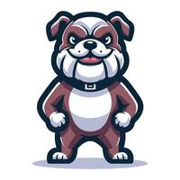 AI generated Cute cartoon bulldog puppy mascot character design vector, logo template isolated on white background vector