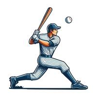 ai generado béisbol sofbol jugador en acción vector ilustración, bateador balanceo con murciélago diseño modelo aislado en blanco antecedentes