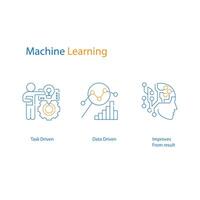 máquina aprendizaje vector íconos transformando datos dentro perspectivas