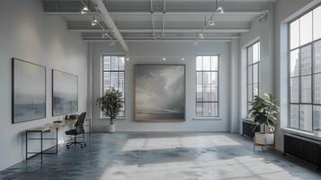 AI generated White Desk With Computer photo