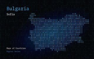 Bulgaria Map Shown in Binary Code Pattern. Matrix numbers, zero, one. World Countries Vector Maps. Digital Series