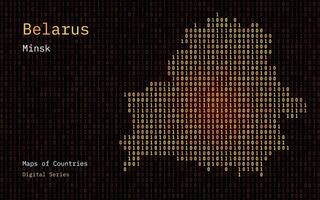 Belarus Map Shown in Binary Code Pattern. Matrix numbers, zero, one. World Countries Vector Maps. Digital Series