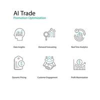 AI Trade Strategy Vector Icons Optimizing Retail Promotions