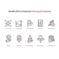 AI driven Production Scheduling Vector Symbol Pack Improving Production Efficiency