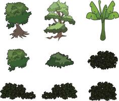 diferente tipo de arboles aislado en blanco antecedentes vector ilustración