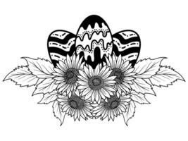 Pascua de Resurrección línea Arte huevos flor vector