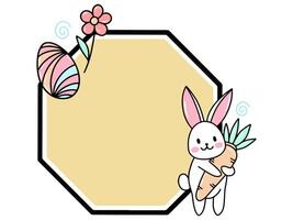 Easter Background with Cute Rabbit Frame vector