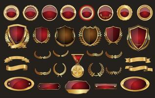 Luxury gold and red design elements collection vector illustration