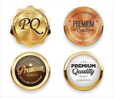 Collection of  golden and bronze luxury premium quality badges vector