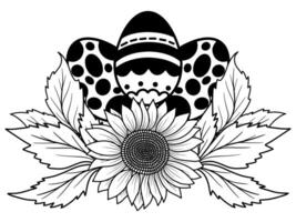 Easter Line Art Eggs Flower vector