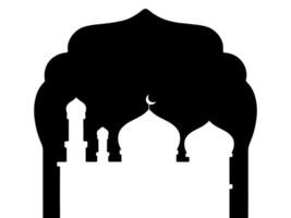 Mosque Eid Al Fitr Black and White Frame Background vector