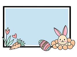 Easter Background with Cute Rabbit Frame vector