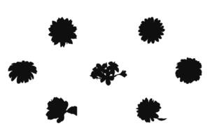 Vector illustration of flower silhouettes  hand drawn wreaths. Cute floral decoration frame set. vector art, Icons, black color isolated on white background. Logo, wallpaper.