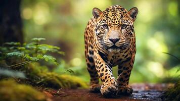 AI generated Jaguar live in natural forests photo