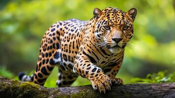 AI generated Jaguar live in natural forests photo