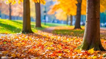 ai generado hermosa resumen otoño hojas vistoso hojas en el parque, otoño hojas, naturaleza antecedentes foto