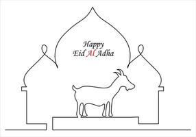 continuo uno línea dibujo de eid Alabama adha fuera línea vector Arte ilustración