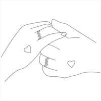 Continuous one line drawing of love shape in hand vector art illustration