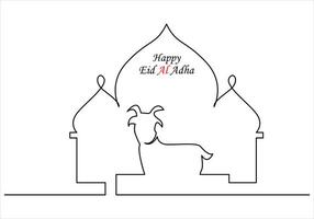 Continuous one line drawing of eid al adha out line vector art illustration