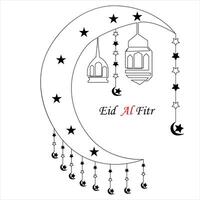 Continuous one line drawing of eid al fitr out line vector art illustration