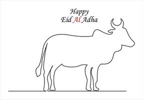 continuo uno línea dibujo de eid Alabama adha fuera línea vector Arte ilustración