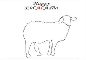 Continuous one line drawing of eid al adha out line vector art illustration