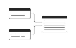 descifrador partes integración negro y blanco 2d línea dibujos animados objeto. contenido haciendo aislado línea vector elemento blanco antecedentes. programación industria trabajo monocromo plano Mancha ilustración