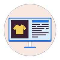 Internet fashion store 2D linear cartoon object. Shirt selling via web platform isolated line vector element white background. E commerce and small business color flat spot illustration