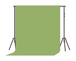 Chromakey screen on rack 2D linear cartoon object. Editable green display at movie shooting set isolated line vector element white background. Filmmaking equipment color flat spot illustration