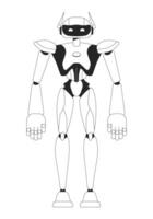 Robot Monochrome Line Cartoon Character vector