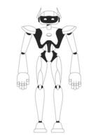 Robot Monochrome Line Cartoon Character vector