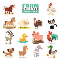 conjunto de varios granja animales vector