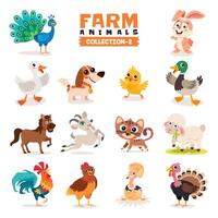 conjunto de varios granja animales vector