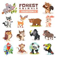 conjunto de varios bosque animales vector