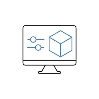 3d modeling concept line icon. Simple element illustration. 3d modeling concept outline symbol design. vector