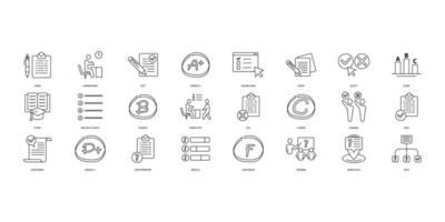 Exam icons set. Set of editable stroke icons.Vector set of Exam vector