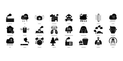 Air pollution icons set. Set of editable stroke icons.Vector set of Air pollution vector