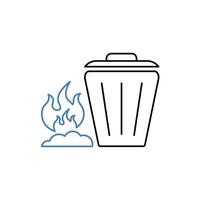 burning waste concept line icon. Simple element illustration. burning waste concept outline symbol design. vector
