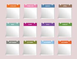 vector set of monthly todo list stickers for planner, memo, agenda