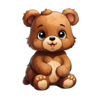 ai generato carino orso cartone animato illustrazione isolato su trasparente sfondo. orsacchiotto orso Bambola. generativo ai png